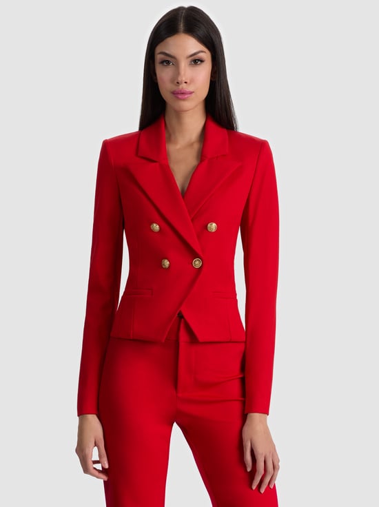 CHILI PEPPER-SABLE DOUBLE BREASTED CROPPED BLAZER