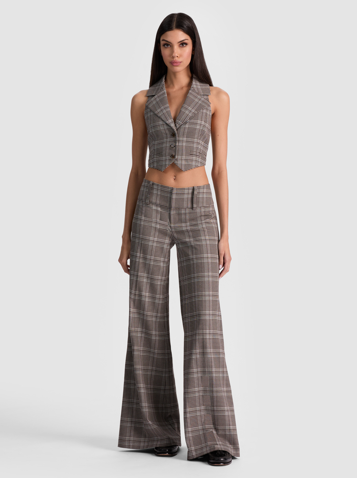 OLIVIA PLAID WIDE LEG PANT - BLACK/OFF WHITE/DARK CHOCOLATE image 1 - Alice And Olivia