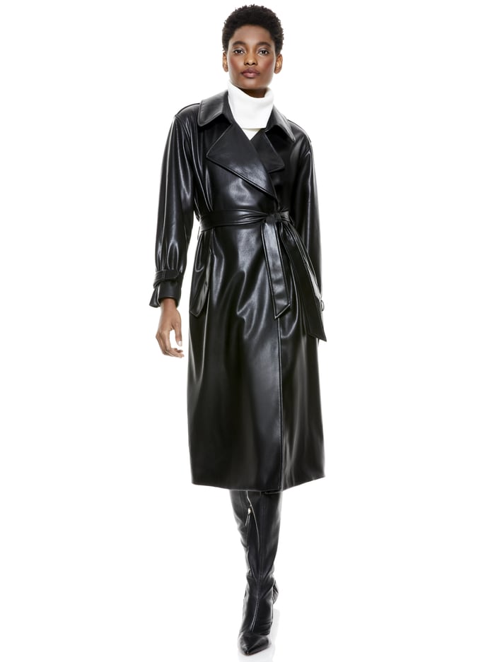 NEVADA VEGAN LEATHER COAT - BLACK image 4 - Alice And Olivia