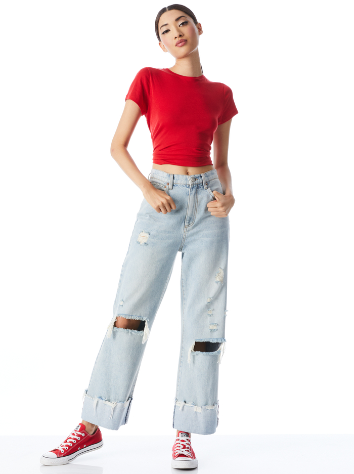CINDY CROPPED TEE - PERFECT RUBY image 4 - Alice And Olivia