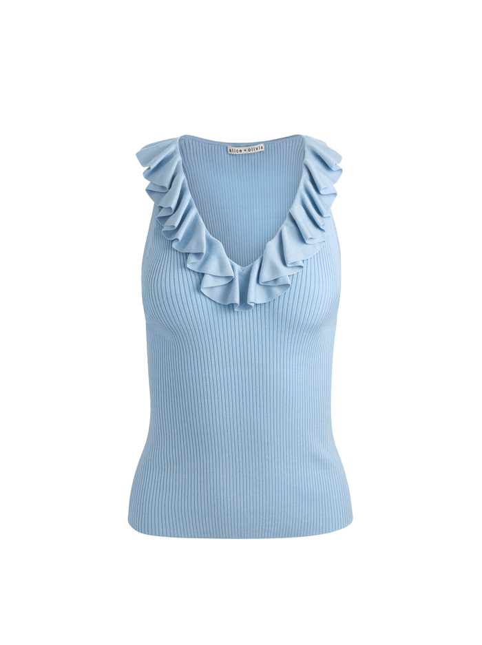 MARNIE RUFFLE TANK - CAROLINA BLUE image 5 - ALICE + OLIVIA