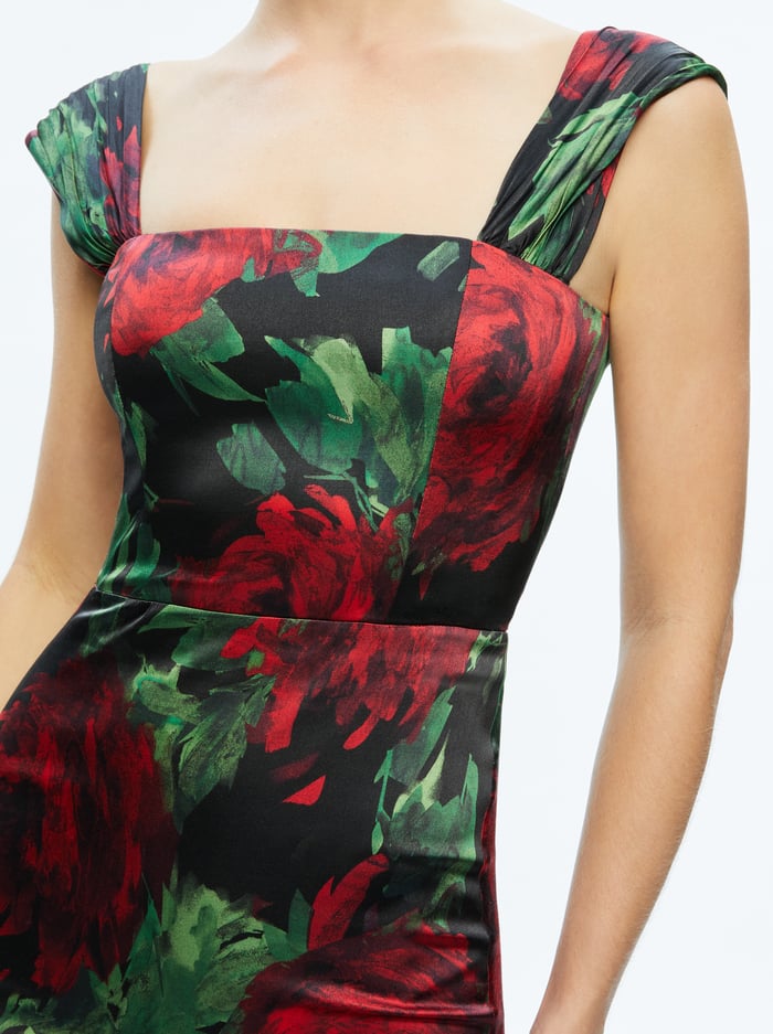 ARZA OFF SHOULDER MAXI DRESS - CLOUD FLORAL BORDEAUX LG image 3 - Alice And Olivia