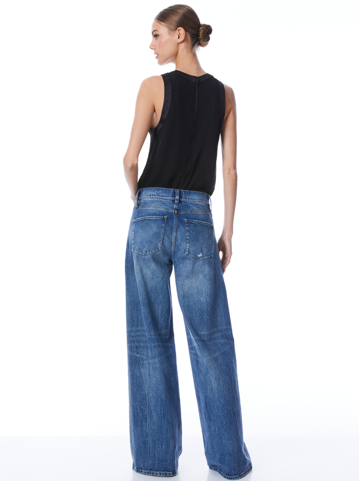 ANGELINA CHARMEUSE COMBO TANK - BLACK image 1 - ALICE + OLIVIA