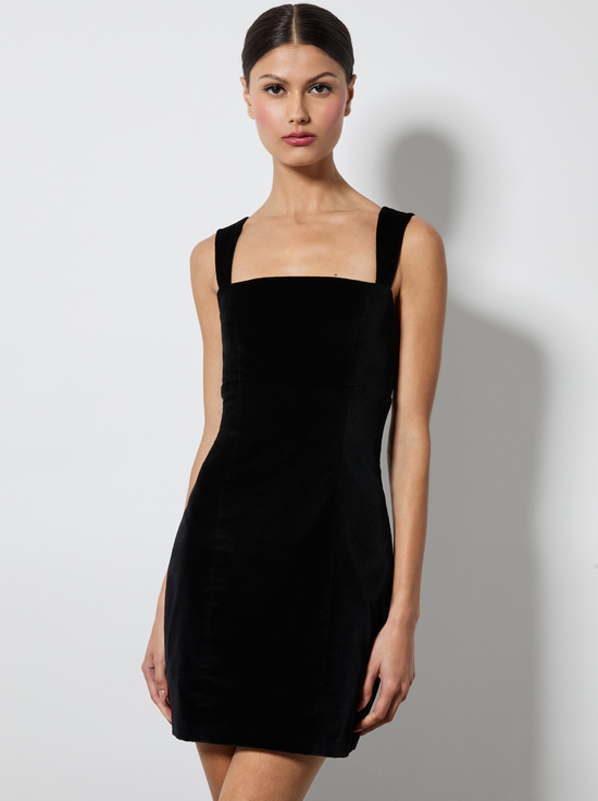 BLACK-KERIA VELVET MINI DRESS