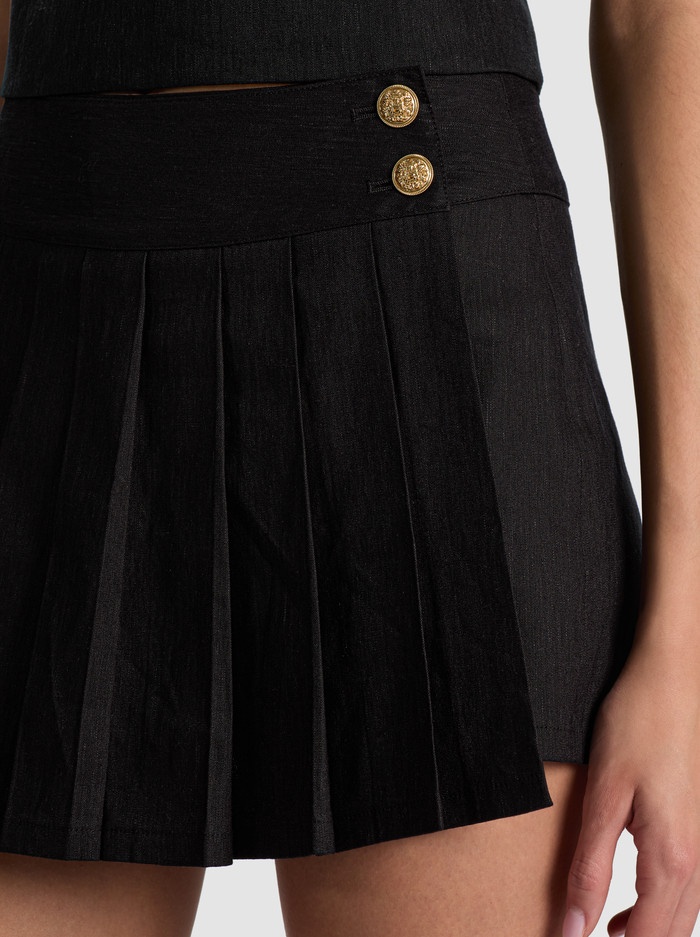 NOAH LINEN MINI SKORT - BLACK image 3 - ALICE + OLIVIA