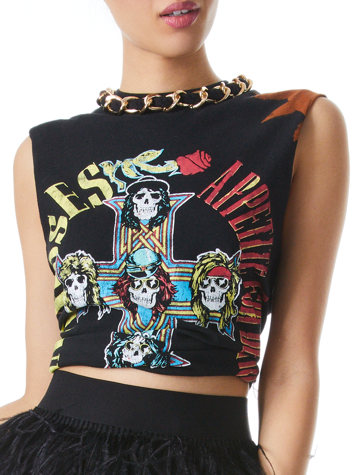 MILLER CHAIN NECK BOYFRIEND TEE - BLACK/MULTI image 3 - Alice And Olivia