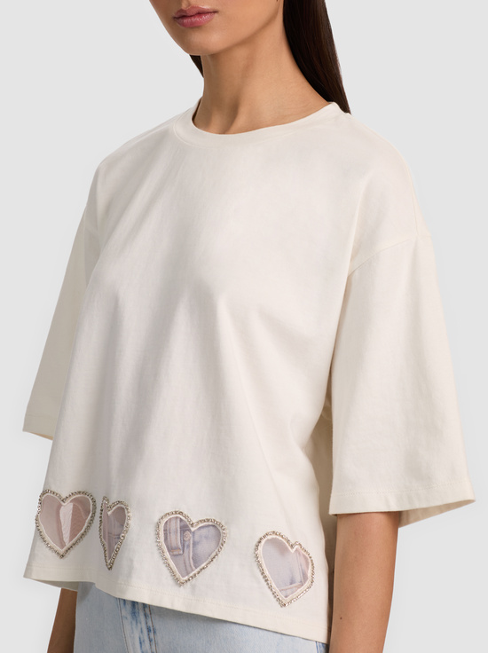 OFF WHITE-EVAN HEART CUTOUT TEE