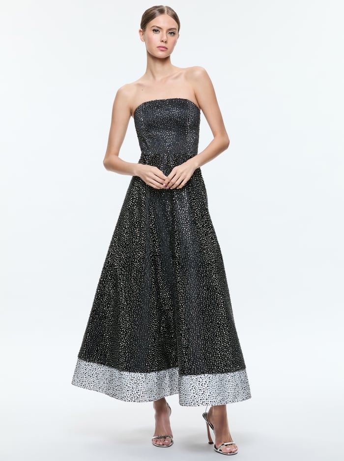 BIJOU CRYSTAL GOWN - BLACK/OFF WHITE image 3 - Alice And Olivia