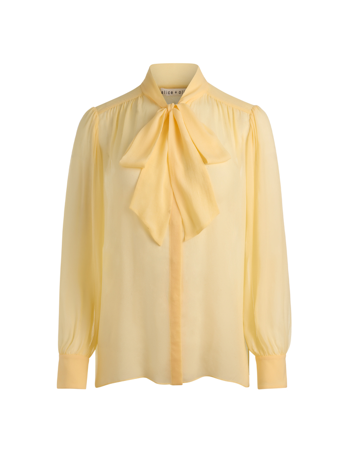 THAYER TIE NECK BLOUSE - BUTTER image 5 - Alice And Olivia