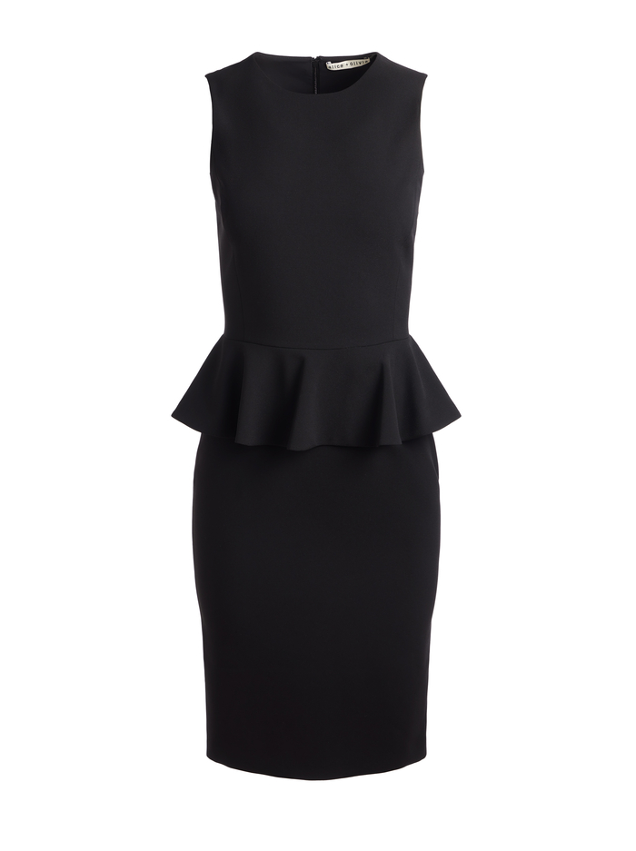 POPPY PEPLUM MIDI DRESS - BLACK image 5 - Alice And Olivia