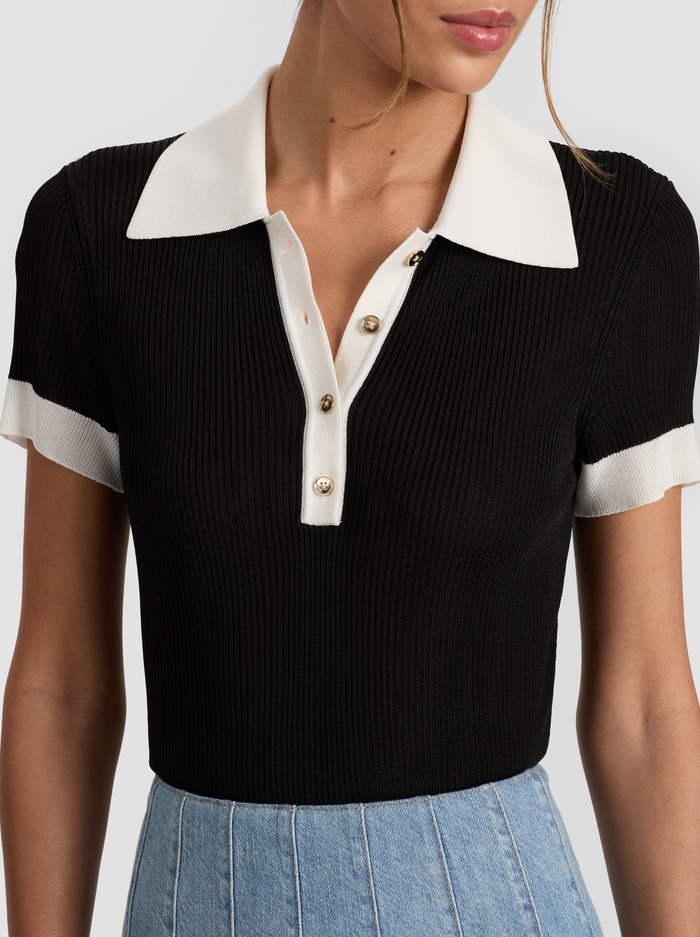 MARTHA POLO - BLACK/SOFT WHITE image 3 - Alice And Olivia