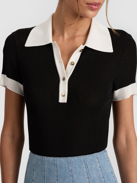 BLACK/SOFT WHITE-MARTHA POLO