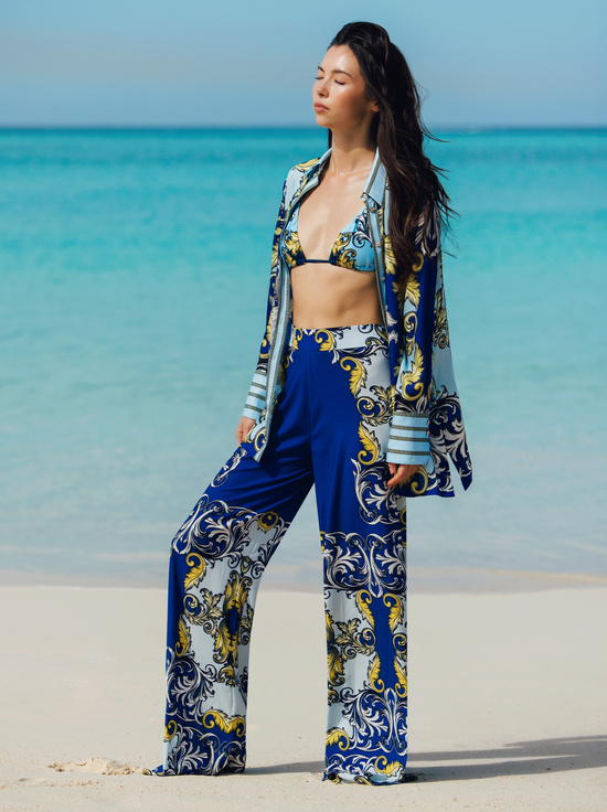 ANTIQUE SCROLL-A+O X PQ SWIM TRIANGLE BIKINI TOP