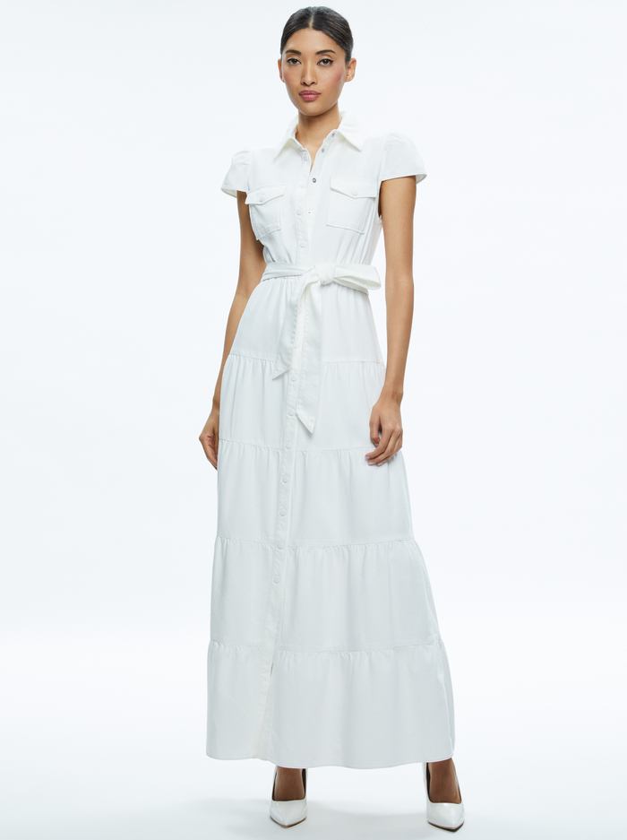 MIRANDA MAXI DENIM DRESS - OFF WHITE - Alice And Olivia