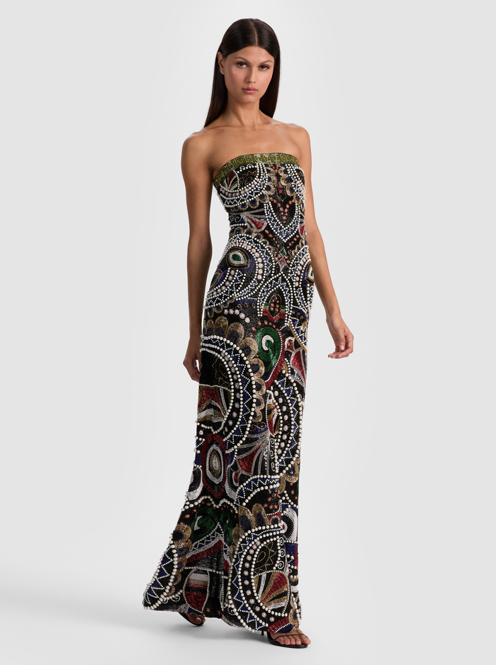 DELORA BEADED GOWN - BLACK/MULTI image 4 - Alice And Olivia