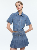 TESHA DENIM TOP - AVERY BLUE