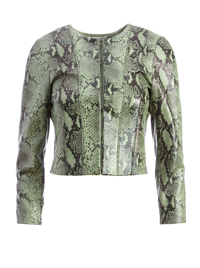 KIDMAN LEATHER JACKET - SAGE image 5 - Alice And Olivia