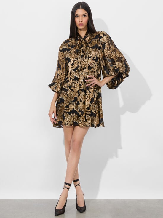 SPRING PAISLEY BLACK-OPAL TUNIC DRESS