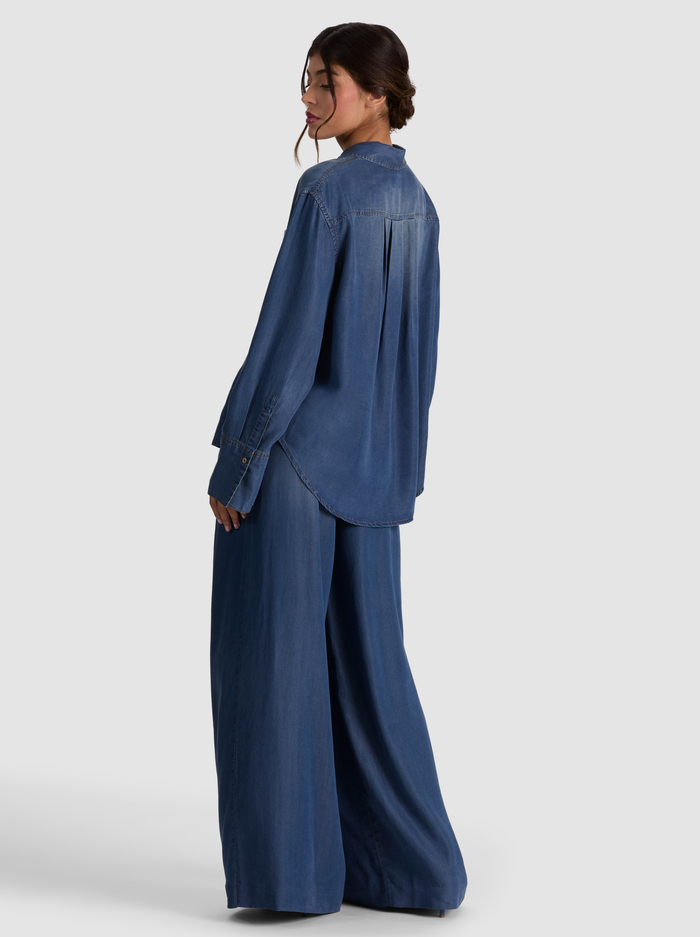 FINELY OVERSIZED DENIM BUTTON DOWN - BROOKLYN BLUE image 2 - ALICE + OLIVIA