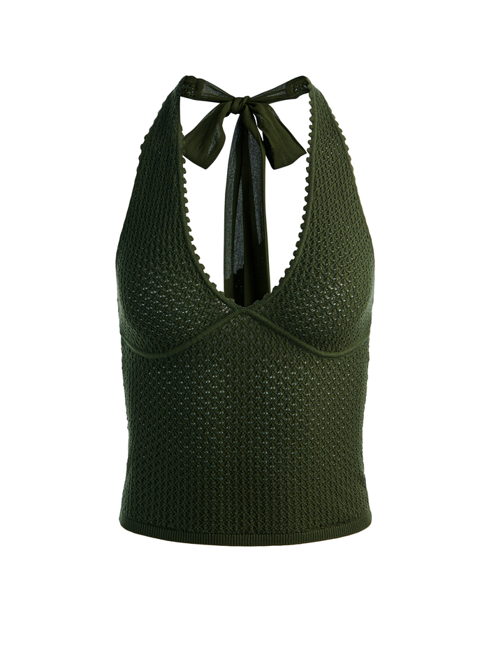 PEARL POINTELLE HALTER - DARK FERN image 6 - ALICE + OLIVIA