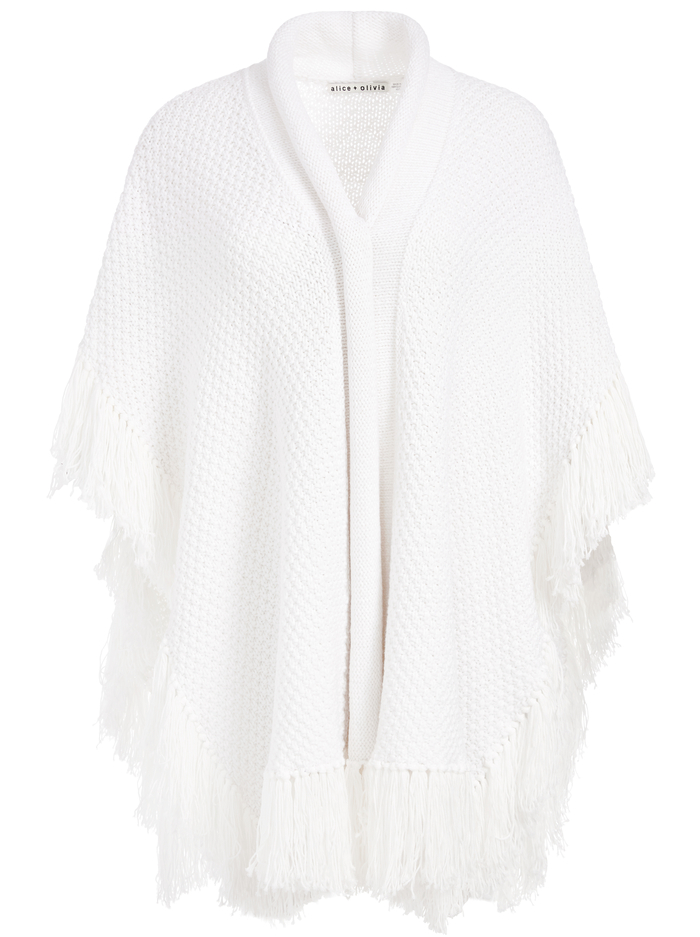 BETSY PONCHO WITH FRINGE - SOFT WHITE image 5 - Alice And Olivia