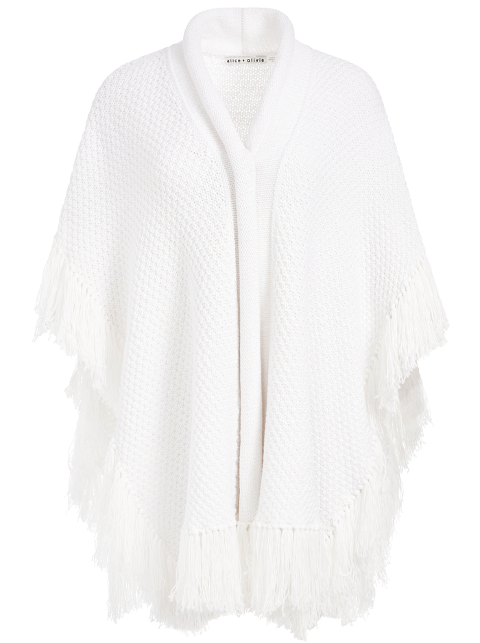 Betsy Poncho With Fringe In Soft White | Alice And Olivia