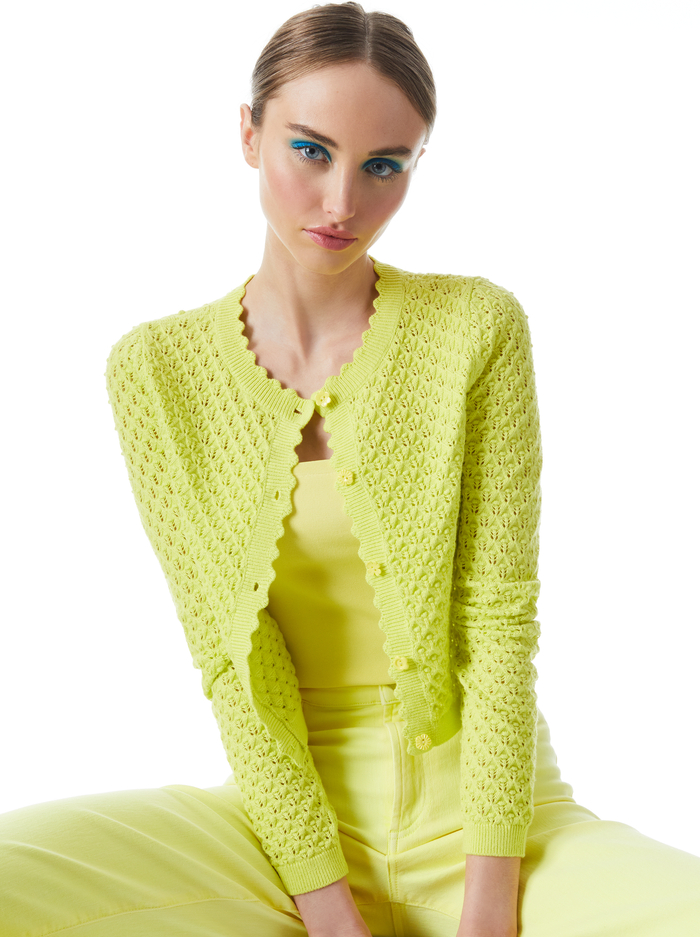 BRISA FITTED CROPPED CARDIGAN - LEMON SORBET - Alice And Olivia