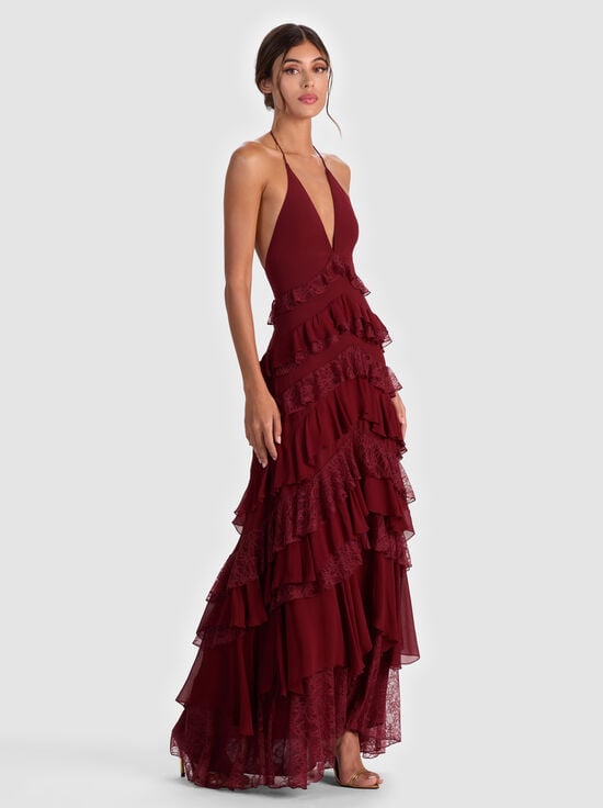 OXBLOOD-LIANA MAXI DRESS