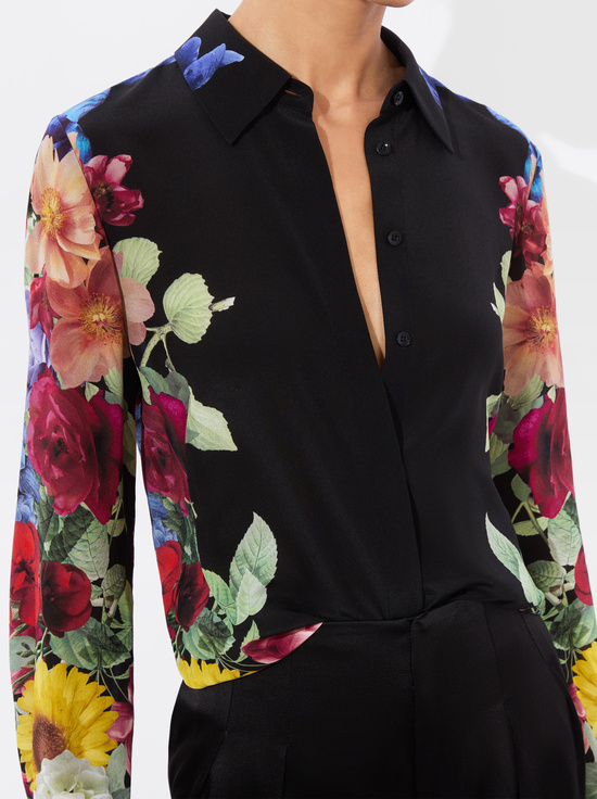 GARDEN BRUNCH BLACK-BRADY SILK BLOUSE