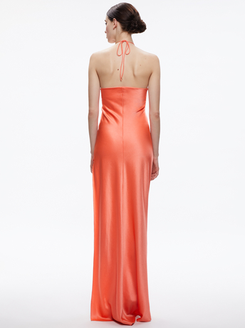 ZUMI OPEN BACK HALTER MAXI DRESS