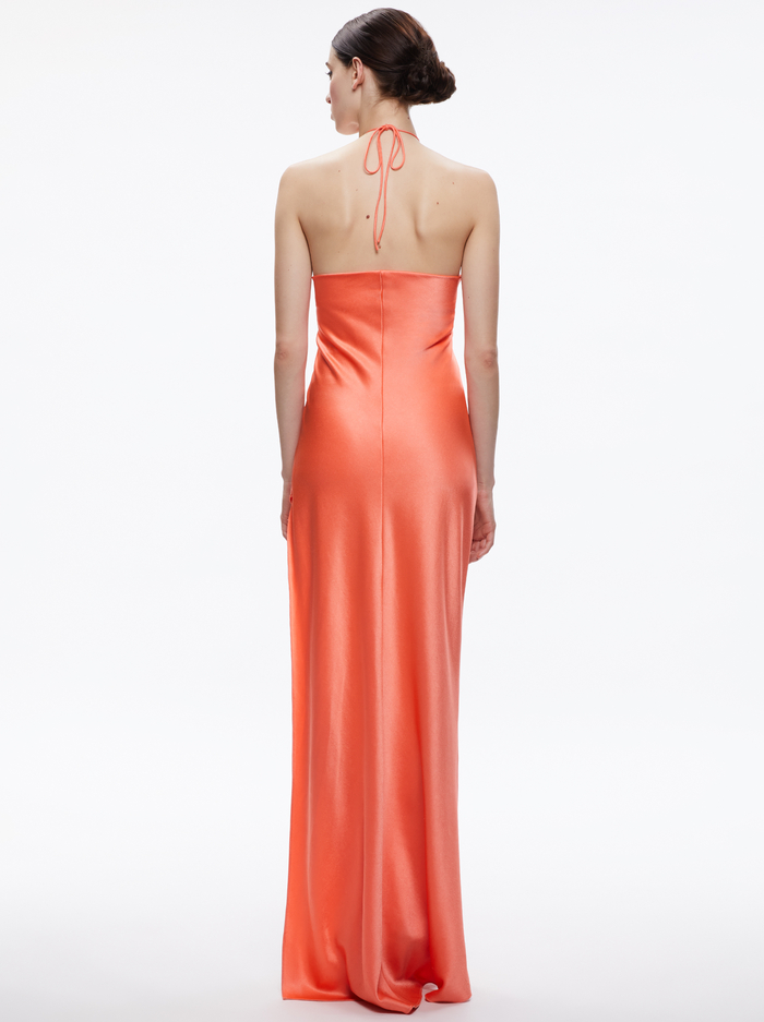ZUMI OPEN BACK HALTER MAXI DRESS - CORAL SUNSET image 1 - Alice And Olivia