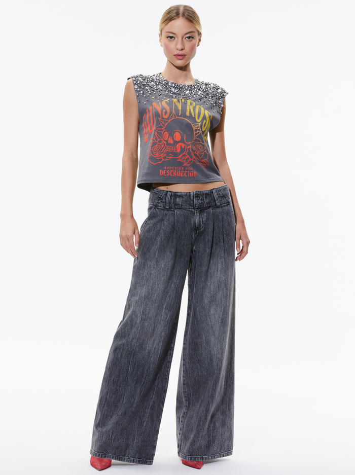 MICAH EMBELLLISHED CROPPED MUSCLE TANK - GUNS N ROSES image 2 - Alice And Olivia