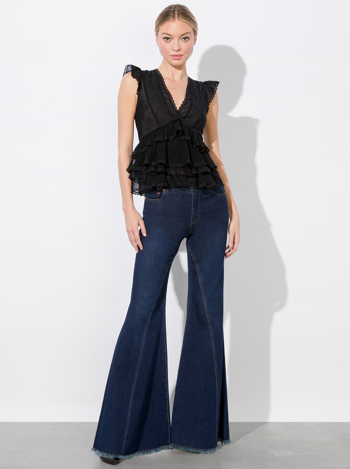 BLANCHE RUFFLED TOP - BLACK image 4 - Alice And Olivia