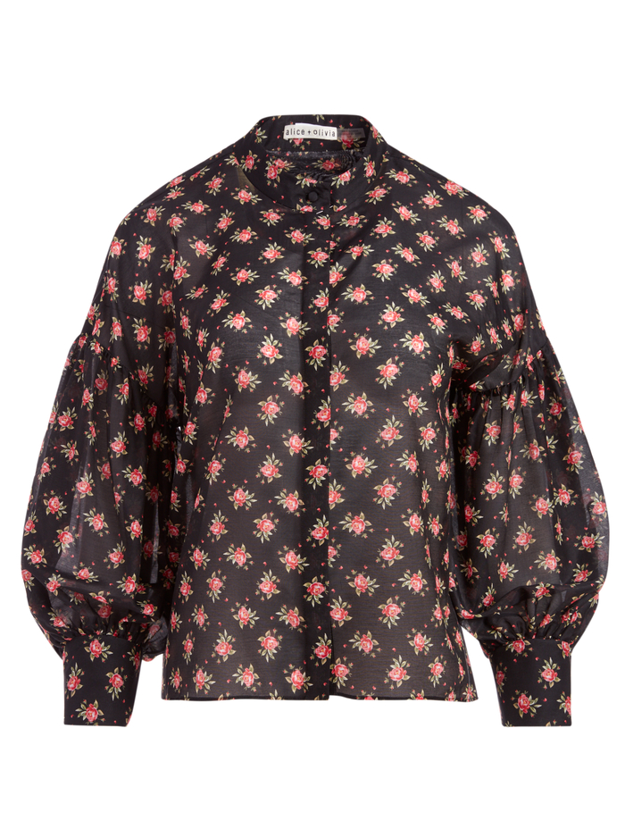PAULITA FLORAL BLOUSE - HEIRLOOM SM BLACK image 5 - Alice And Olivia