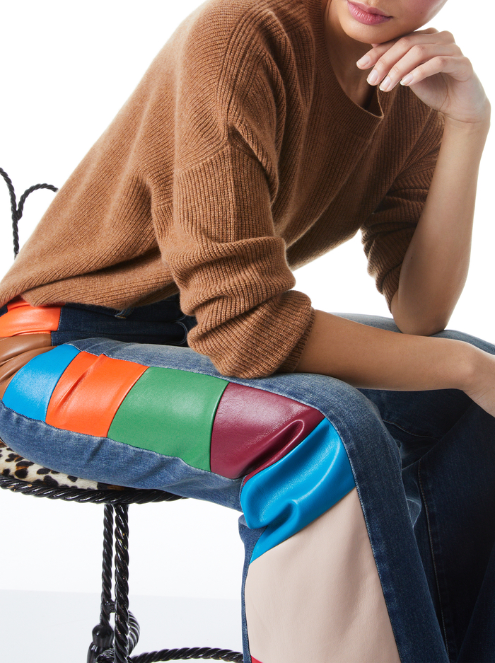 BEAUTIFUL VEGAN LEATHER HIGH WAISTED JEANS - PASADENA BLUE/MULTI image 3 - Alice And Olivia