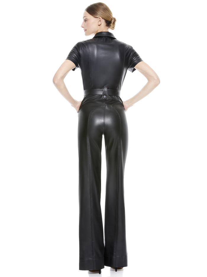 GORGEOUS VEGAN LEATHER JUMPSUIT - BLACK image 1 - ALICE + OLIVIA