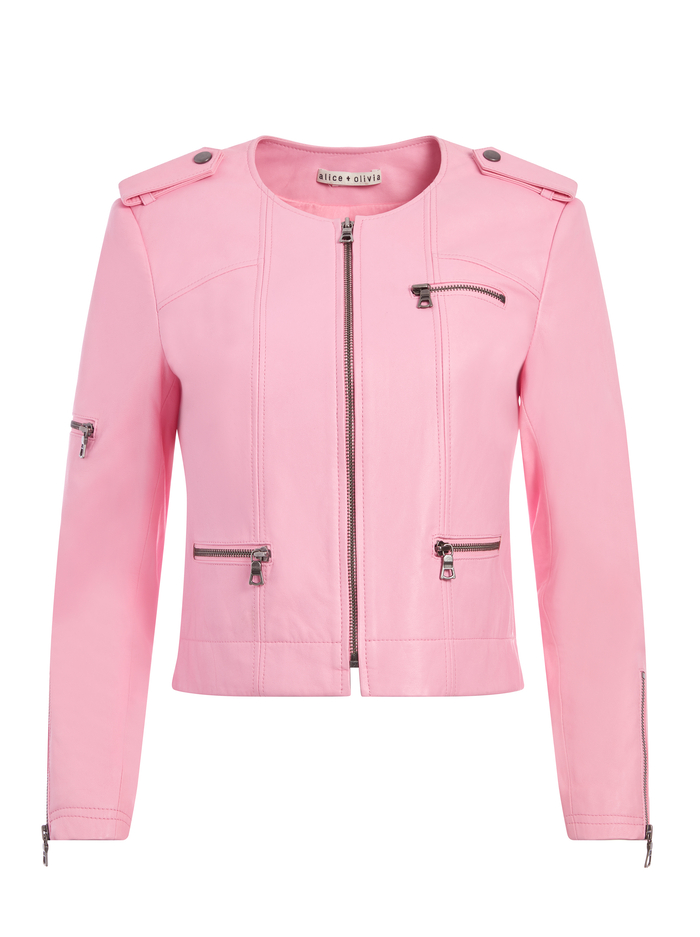 CAM LEATHER BIKER JACKET - ELECTRIC PINK image 5 - Alice And Olivia
