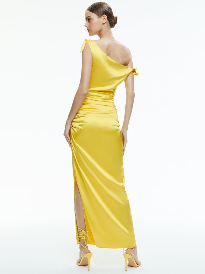 MARILLA OFF THE SHOULDER RUCHED MAXI DRESS - HAPPY YELLOW image 2 - Alice And Olivia