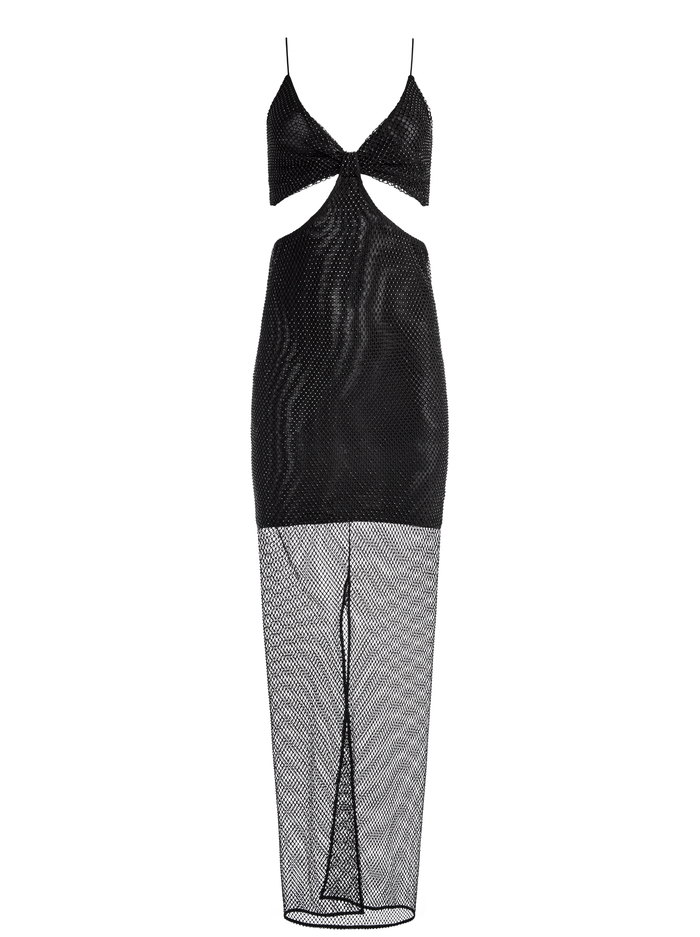 HAVANA EMBELLISHED CUT OUT DRESS - BLACK IRIDESCENT CRYSTAL image 5 - Alice And Olivia