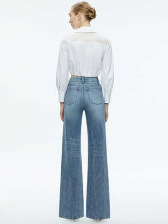 OFF WHITE-TRUDY CROPPED BUTTON DOWN