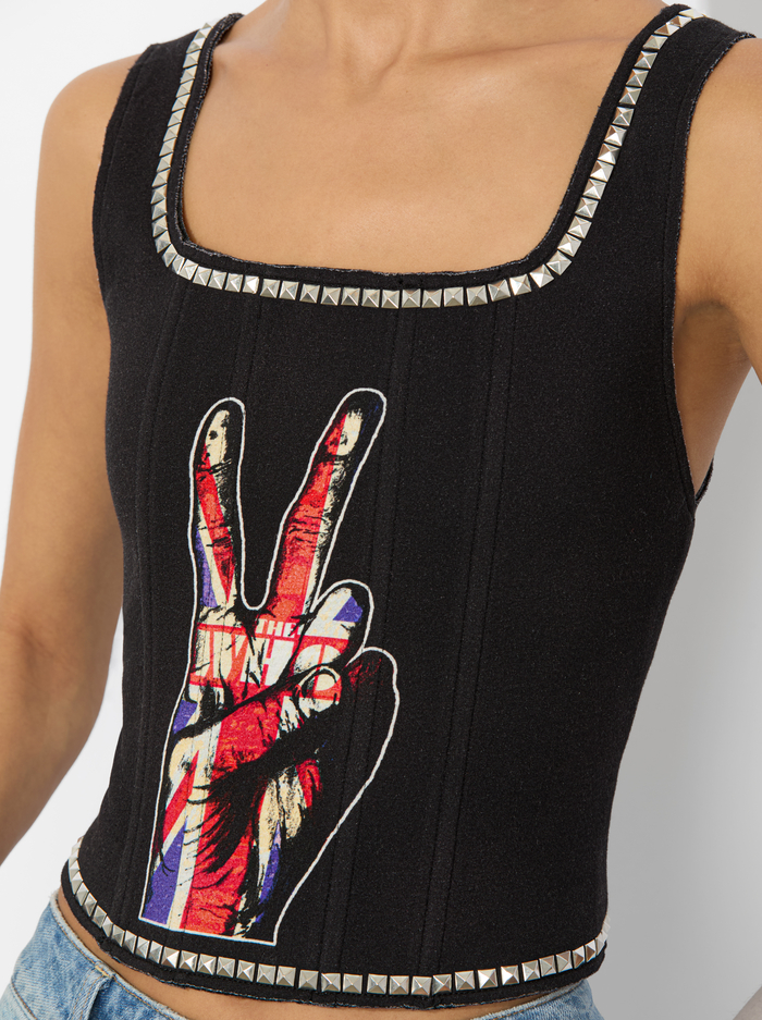 BRESLIN BAND TEE CORSET - BLACK MULTI image 3 - Alice And Olivia