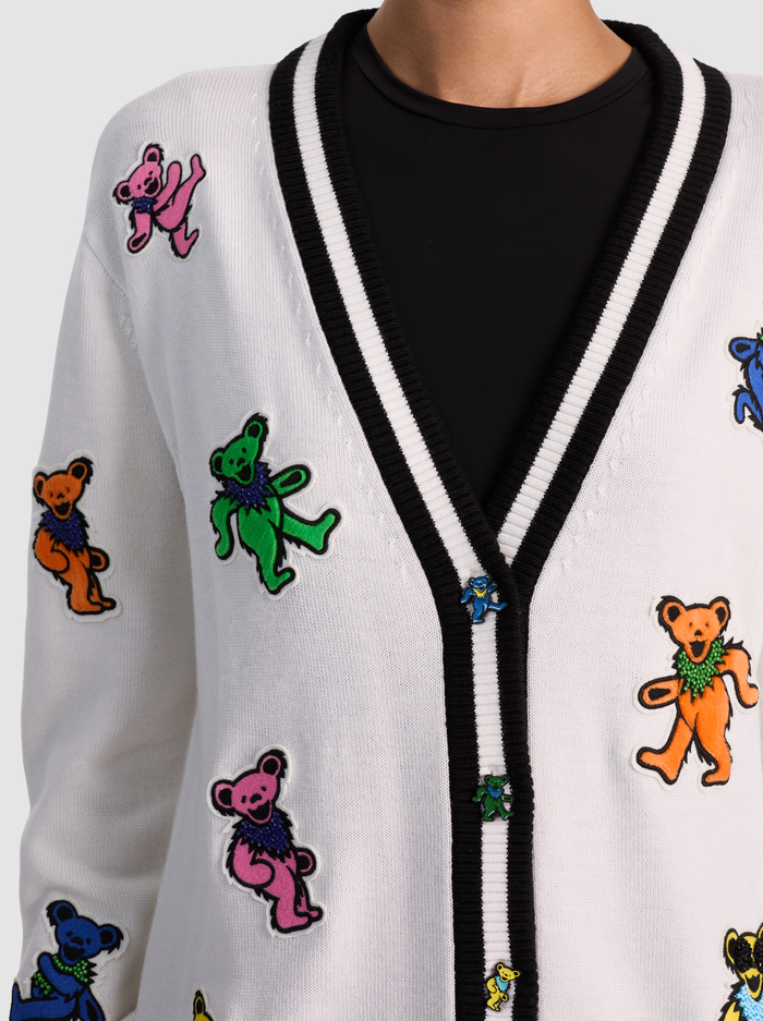 A+O X GRATEFUL DEAD BRADFORD CARDIGAN - SOFT WHITE MULTI image 3 - Alice And Olivia