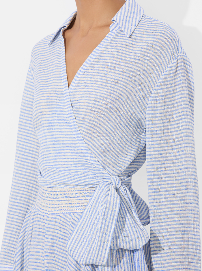 HANNON WRAP TOP - OFF WHITE/BLUE image 3 - Alice And Olivia