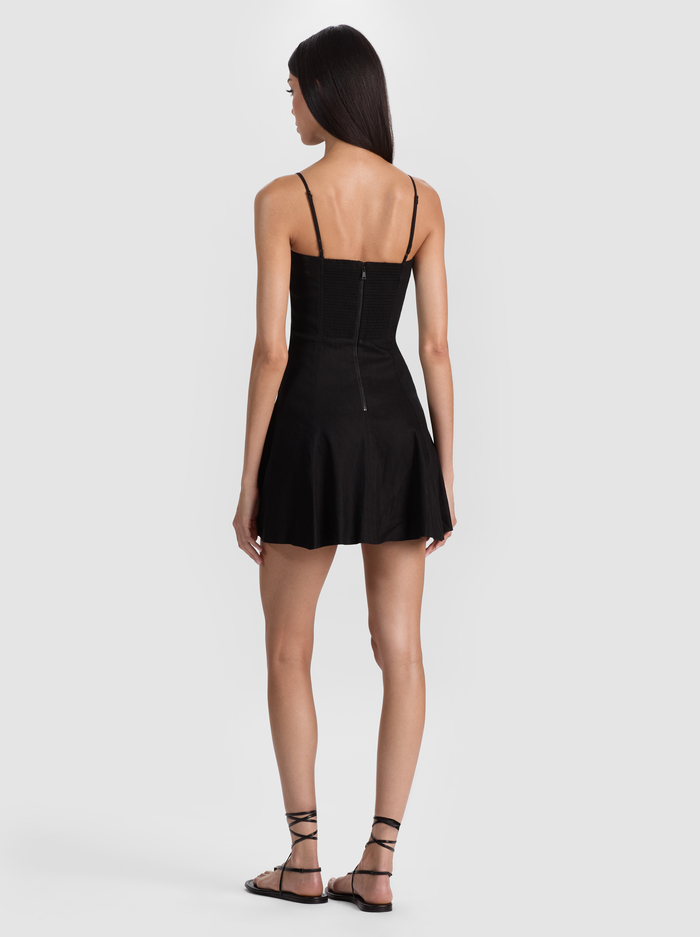 KATHLEEN LINEN MINI DRESS - BLACK image 2 - ALICE + OLIVIA