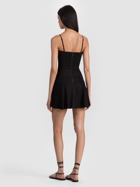 BLACK-KATHLEEN LINEN MINI DRESS
