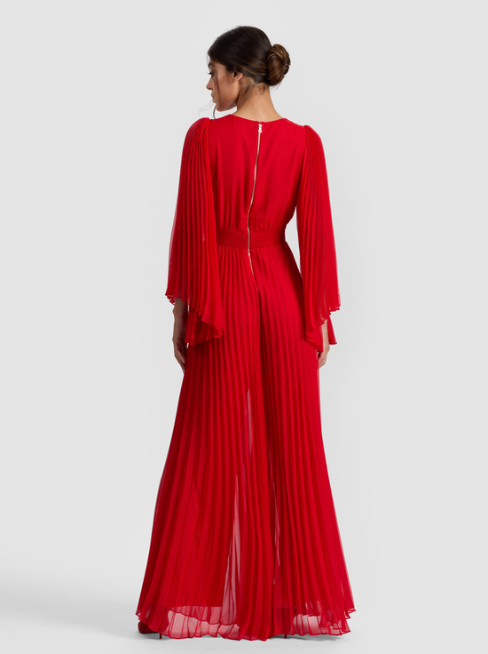 BRIGHT RUBY-BENNET PLEATED JUMPSUIT