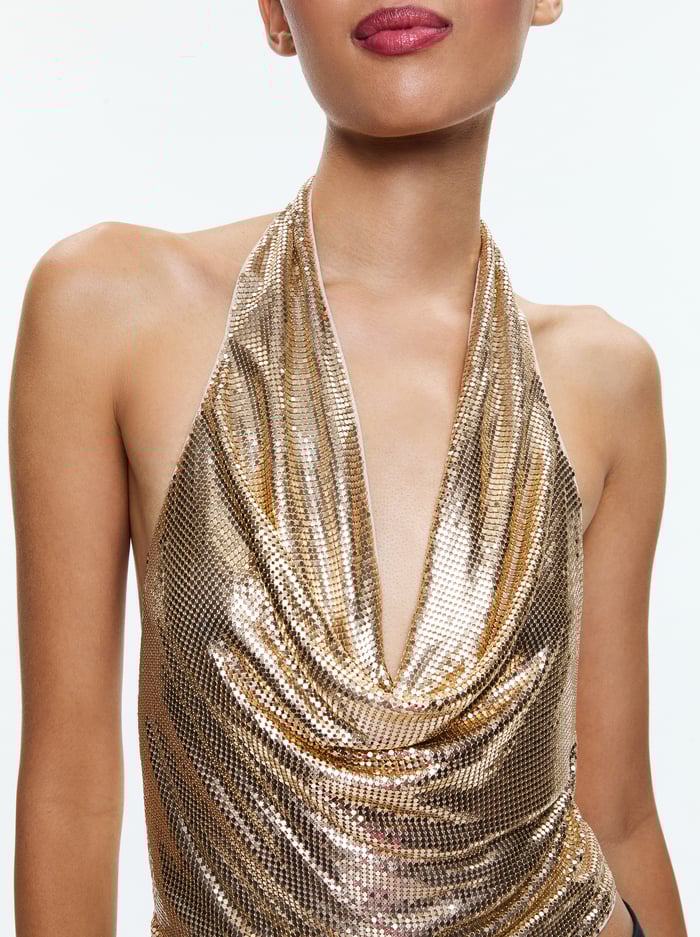 OLETA CROP TOP - PALE GOLD image 3 - Alice And Olivia
