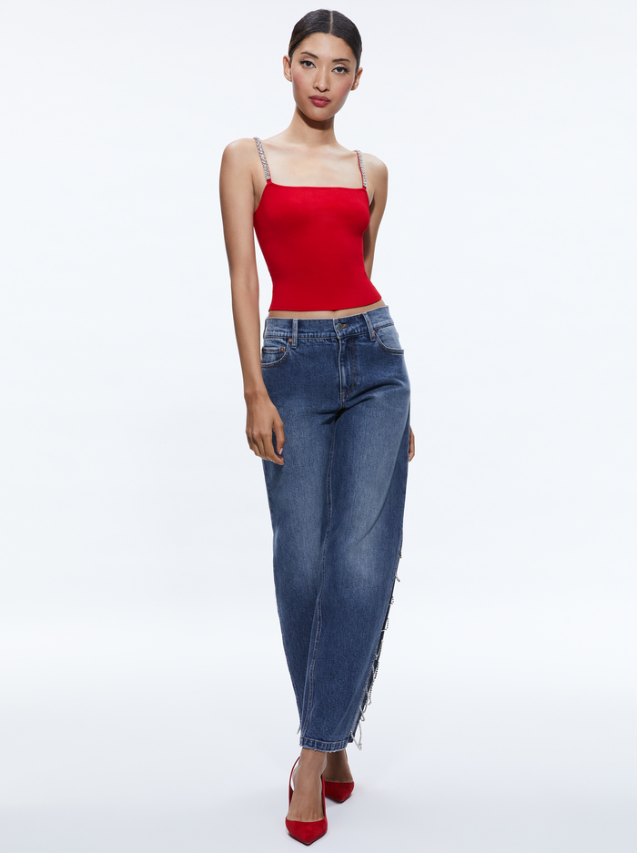 DRINA EMBELLISHED STRAP TANK - PERFECT RUBY image 4 - Alice And Olivia