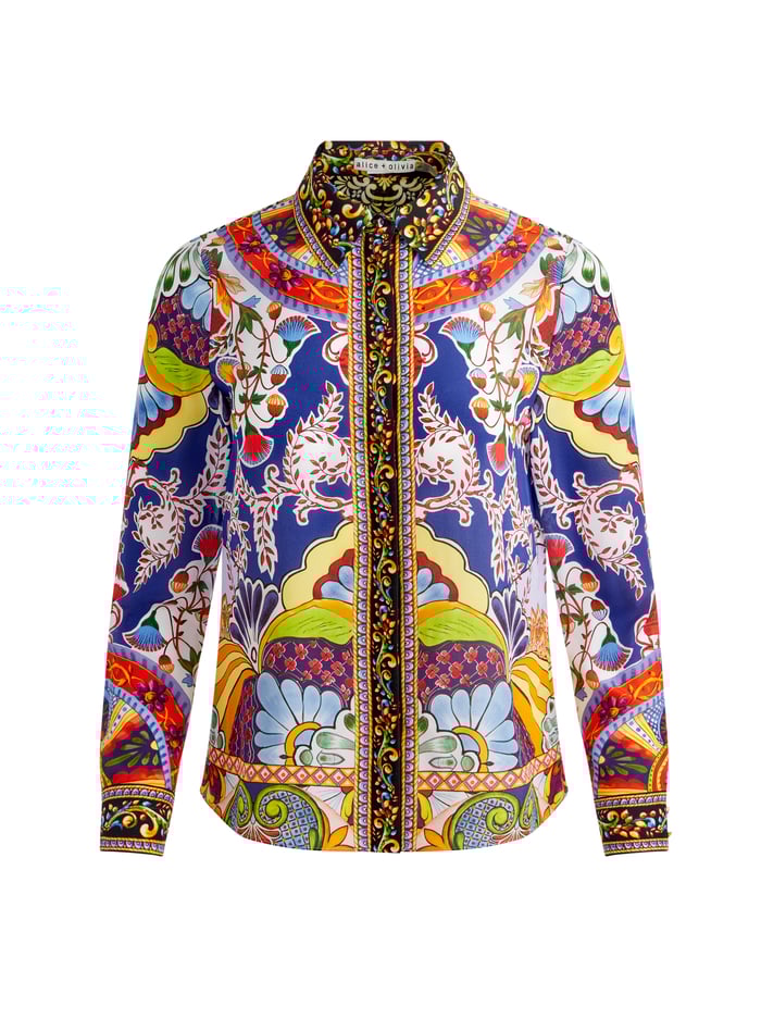 WILLA SILK BLOUSE - ON THE ROAD image 5 - Alice And Olivia