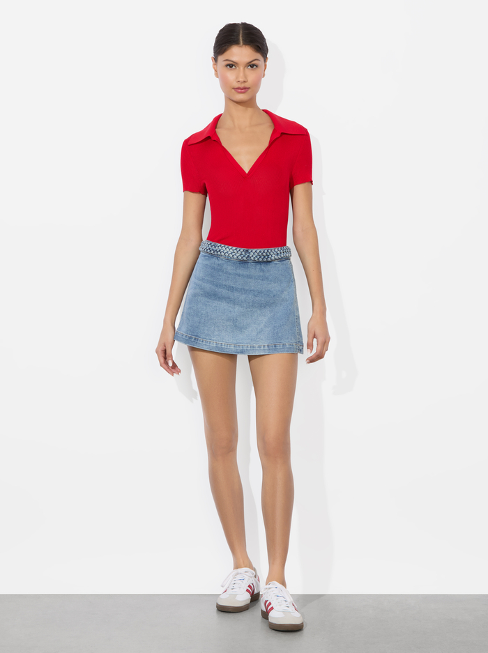 LAKELYN DENIM SKORT - PEYTON VINTAGE BLUE image 1 - Alice And Olivia